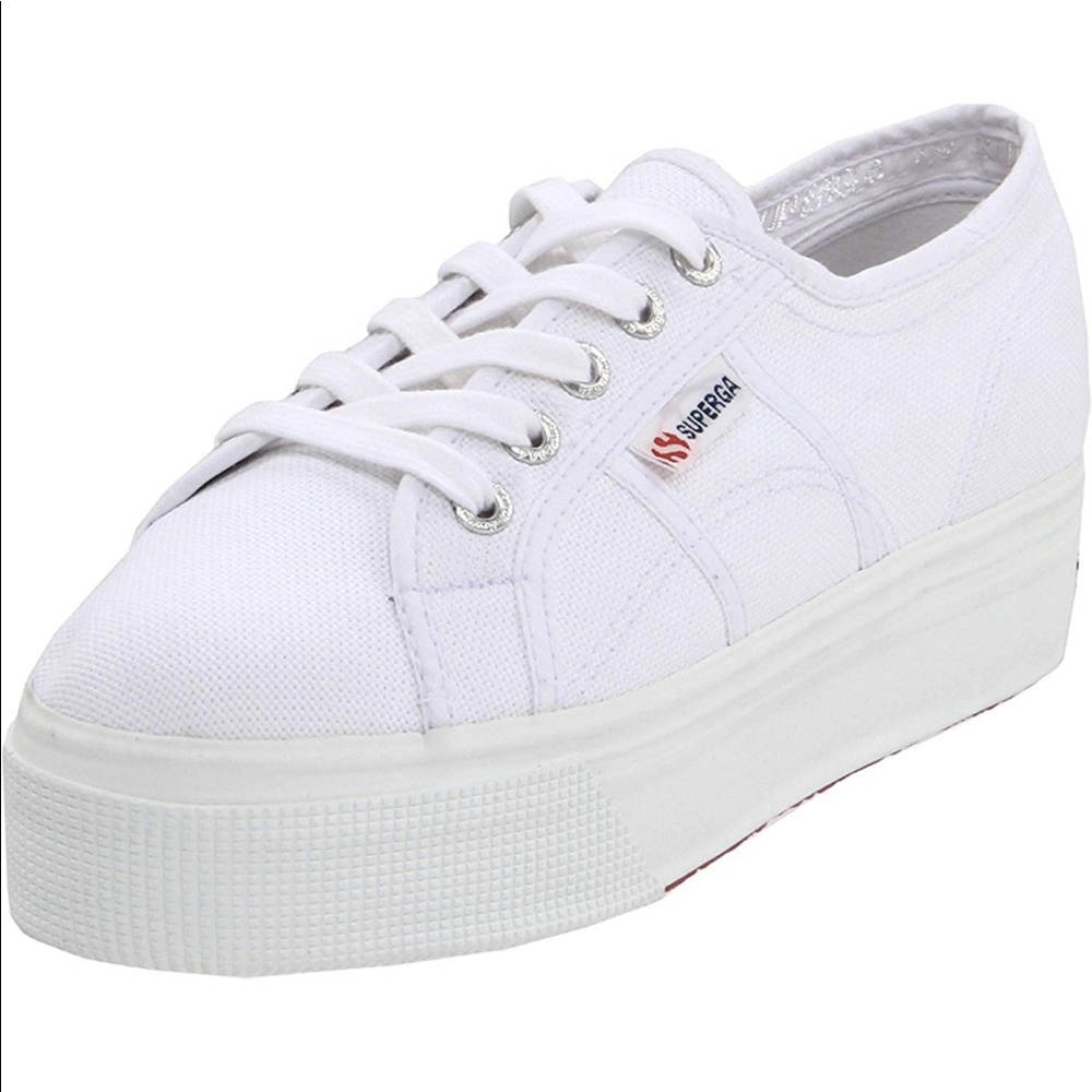 Superga white platform sneakers